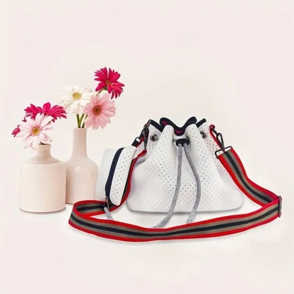 Drawstring Neoprene Bucket Bag with Small Pouch - Picture 6 of 11